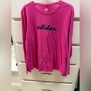 Ladies adidas long sleeve hot pink glitter cotton shirt size x-large